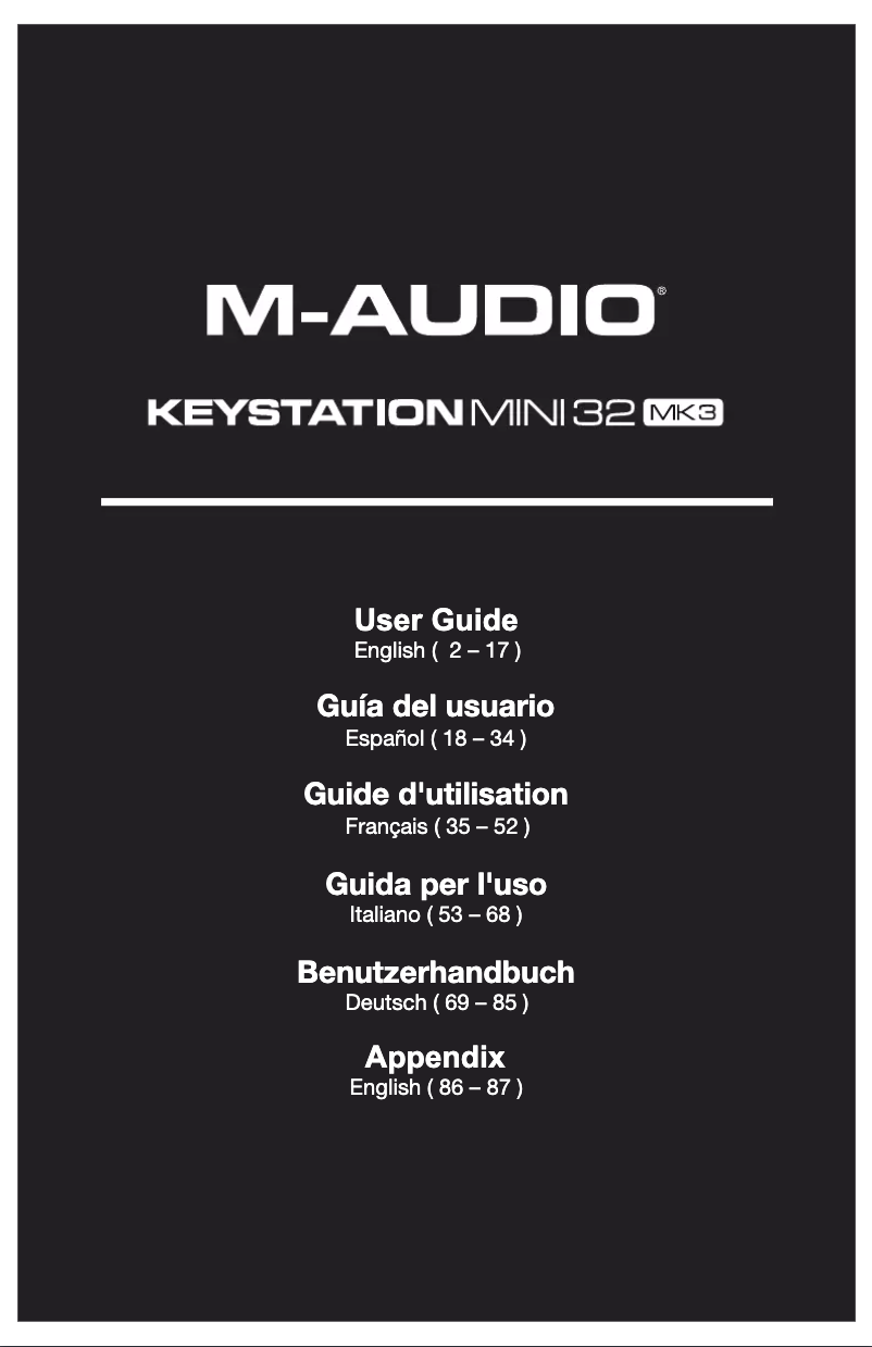 Page 1 of the manual User Manual M-Audio Keystation Mini 32 MK3