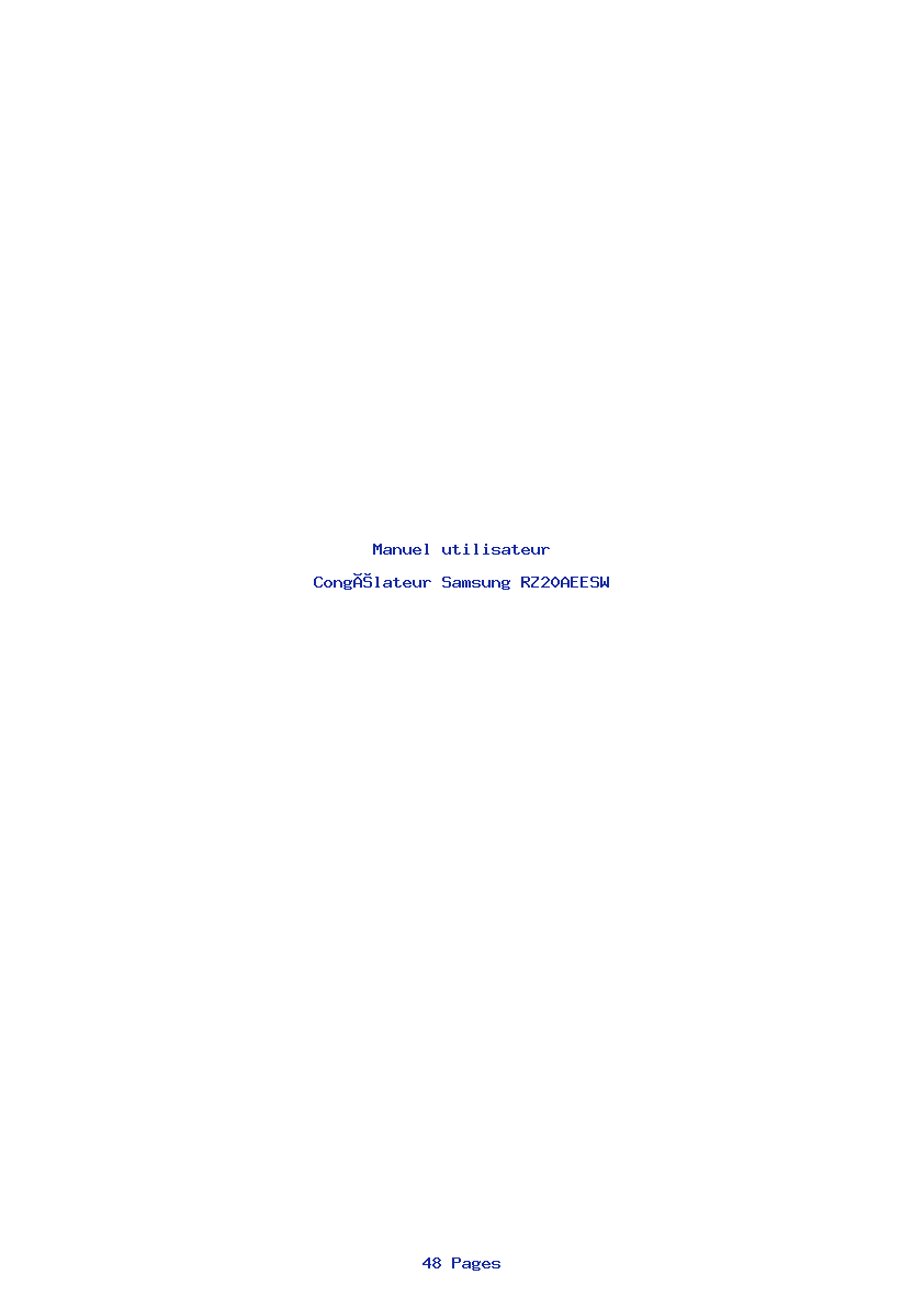 Page 1 de la notice Manuel utilisateur Samsung RZ20AEESW