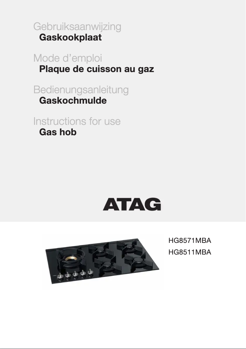 Page 1 de la notice Manuel utilisateur Atag HG8511MBA1E