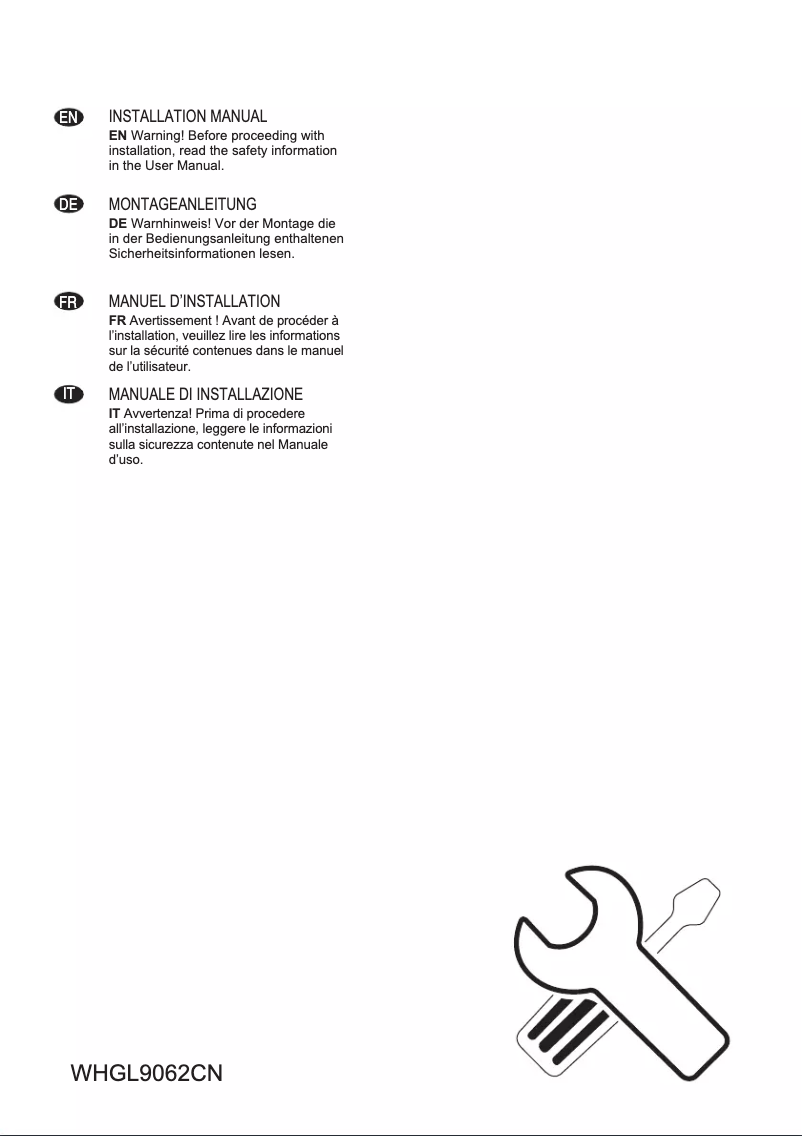 Página 1 del manual Guía de instalación Electrolux WHGL9062CN