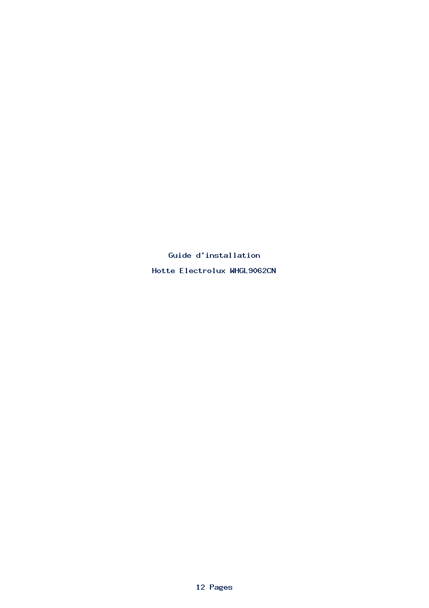 Page 1 de la notice Guide d'installation Electrolux WHGL9062CN