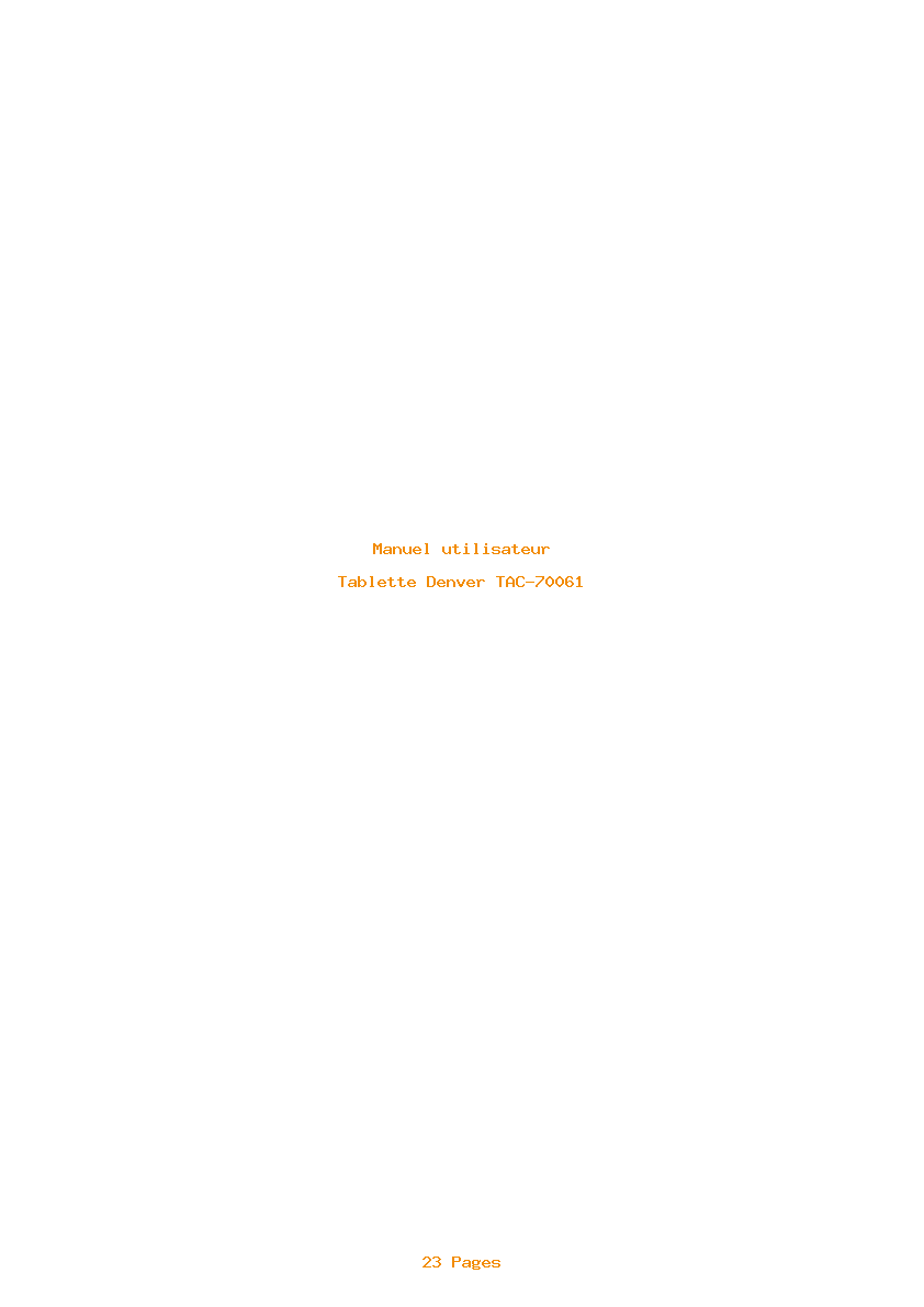 Page 1 de la notice Manuel utilisateur Denver TAC-70061