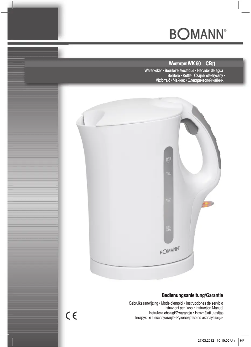 Page 1 de la notice Manuel utilisateur Bomann WK 50 CB