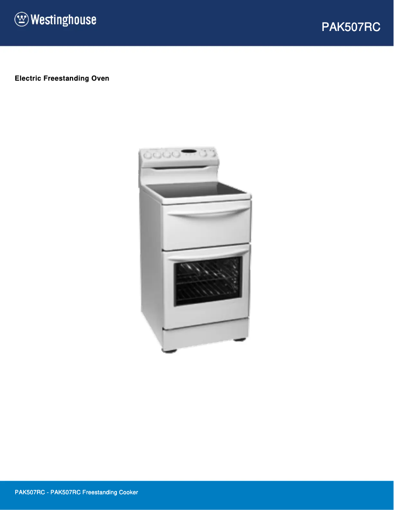 Page 1 de la notice Manuel utilisateur Westinghouse PAK507RC