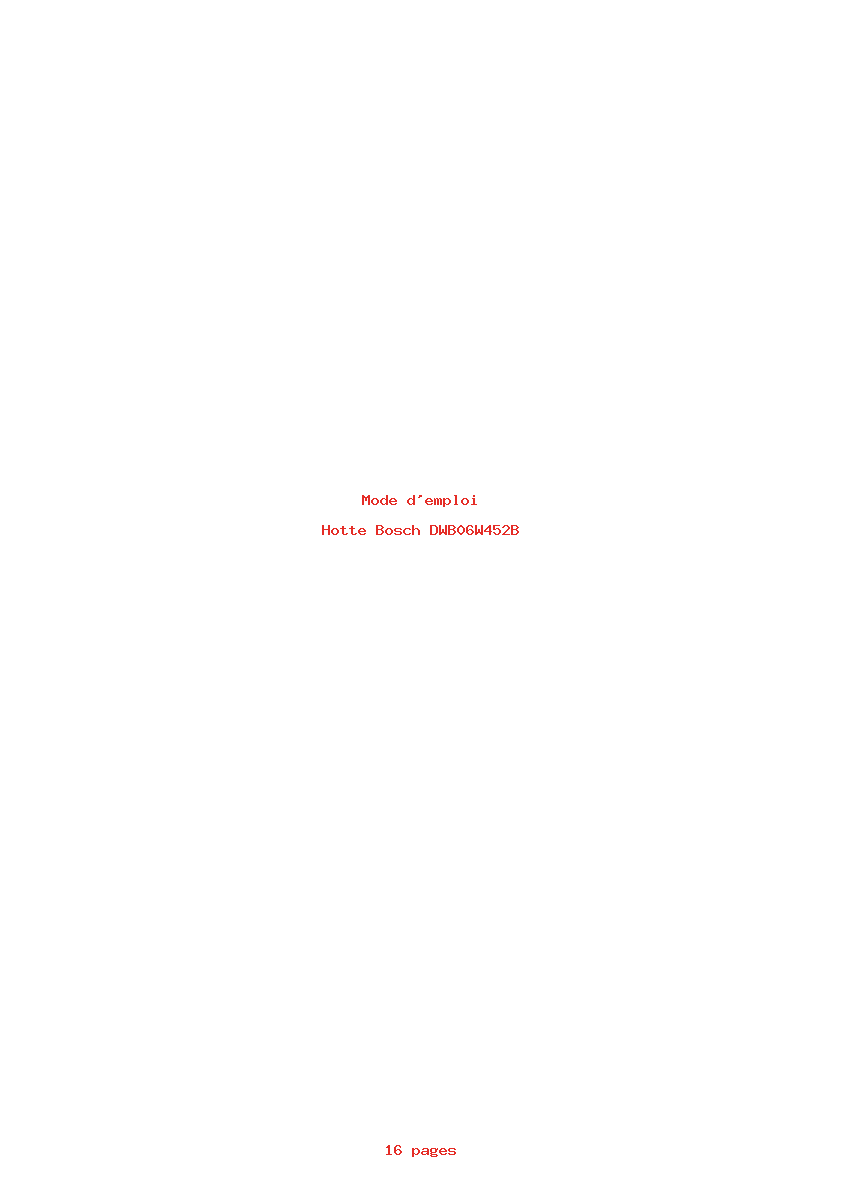 Page 1 de la notice Mode d'emploi Bosch DWB06W452B