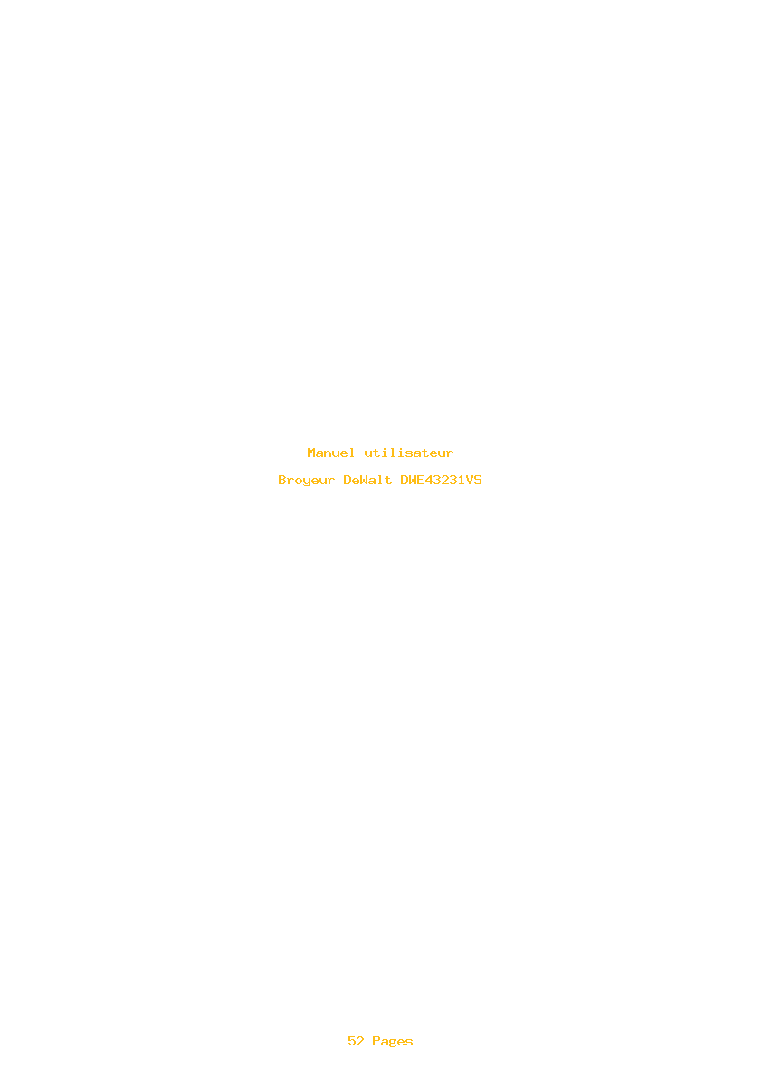 Page 1 de la notice Manuel utilisateur DeWalt DWE43231VS