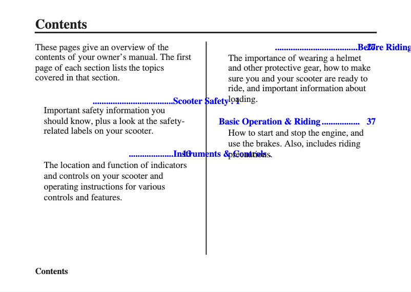 Page 1 de la notice Manuel utilisateur Honda Ruckus NPS50 (2011)