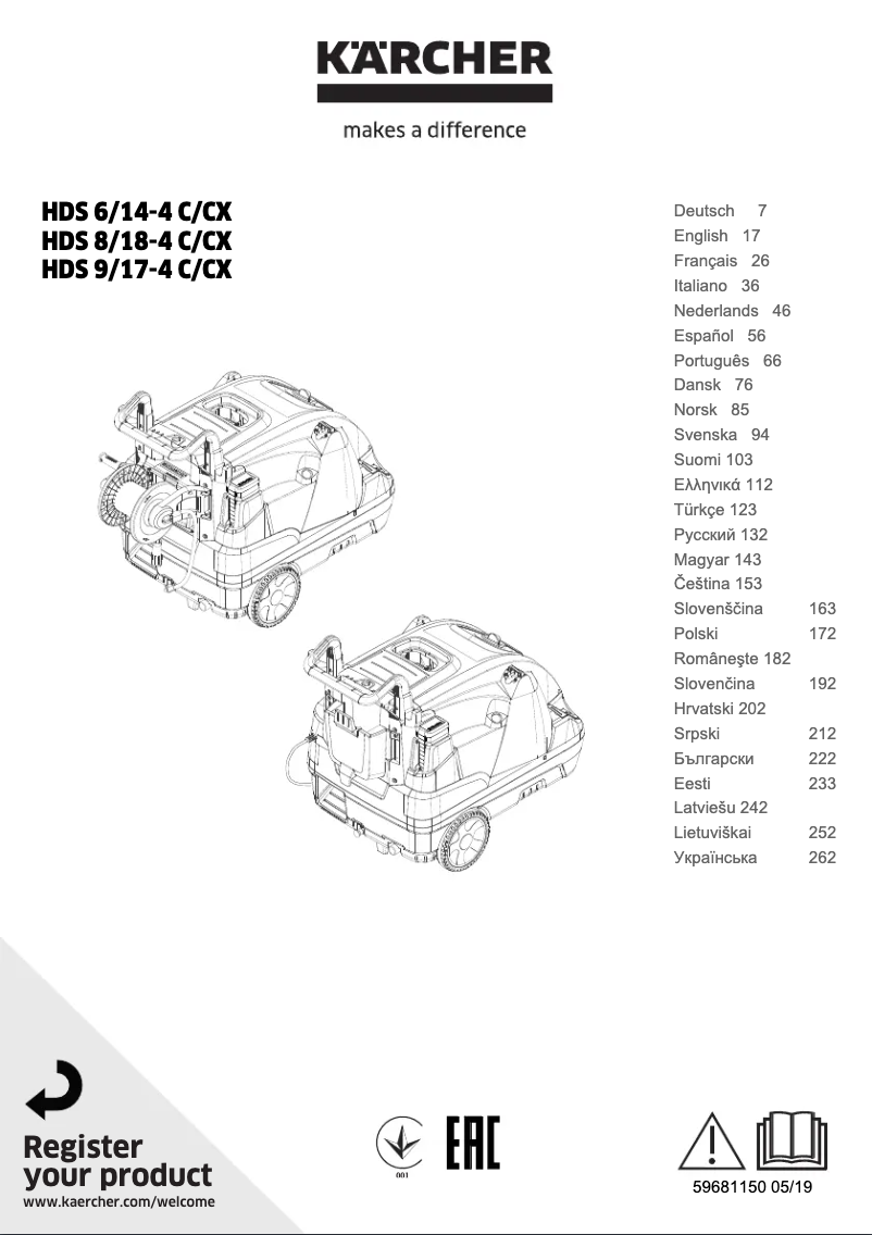 Page 1 de la notice Manuel utilisateur Kärcher HDS 8/18-4 CX