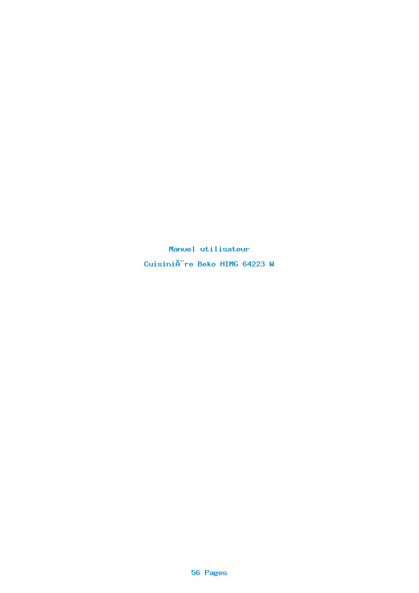 Page 1 de la notice Manuel utilisateur Beko HIMG 64223 W