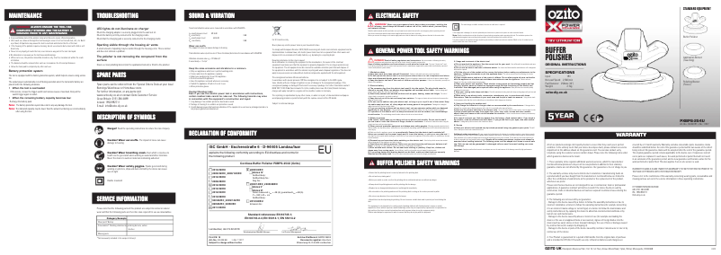 Page 1 de la notice Manuel utilisateur Ozito PXBPS-254U