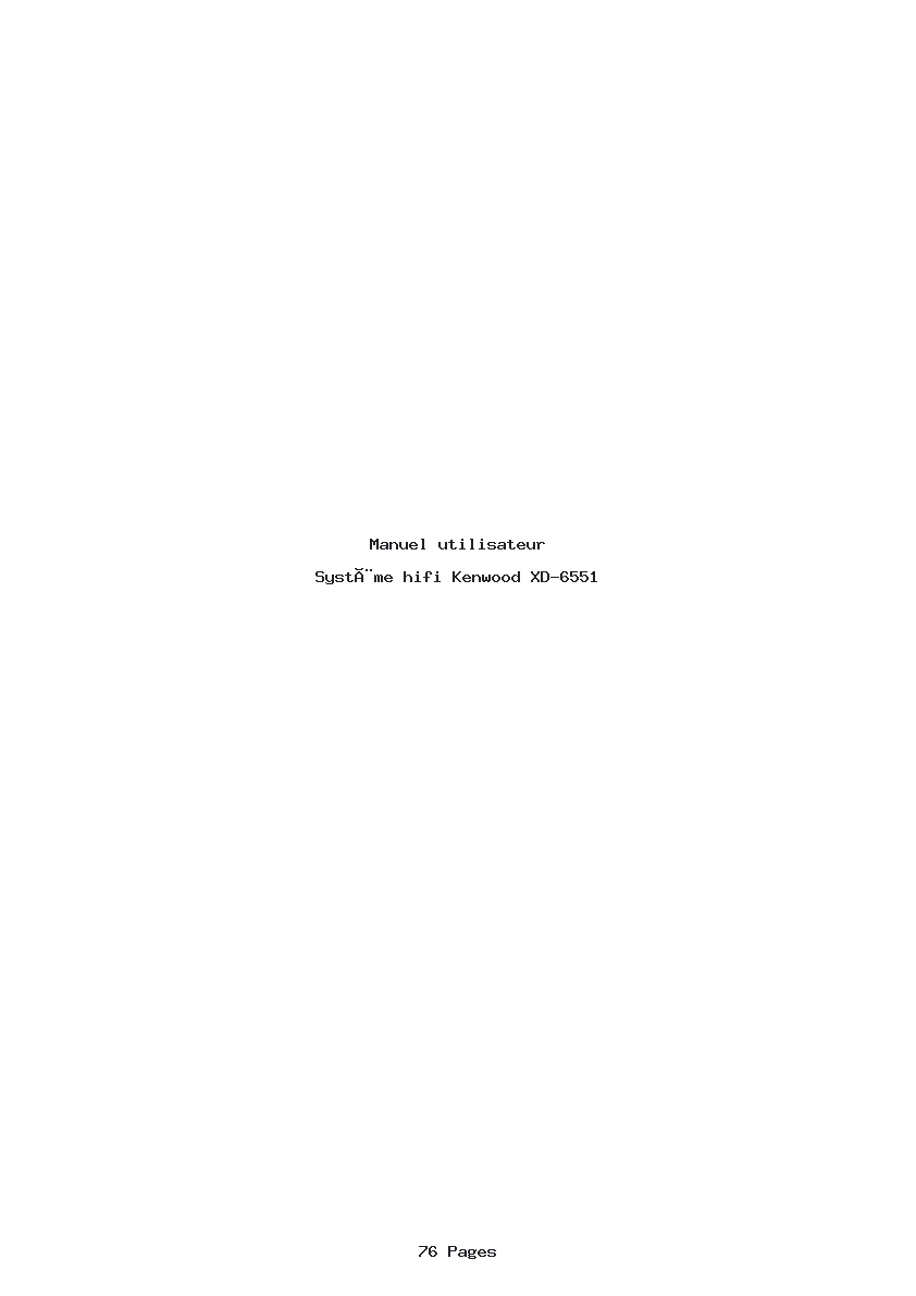 Page 1 de la notice Manuel utilisateur Kenwood XD-6551