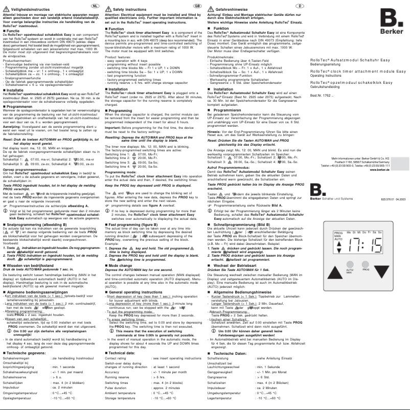 Page 1 de la notice Manuel utilisateur Berker 17627109