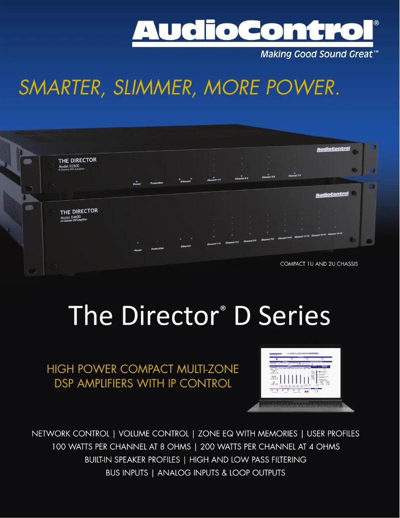 Page 1 de la notice Fiche technique AudioControl The Director Model D4600