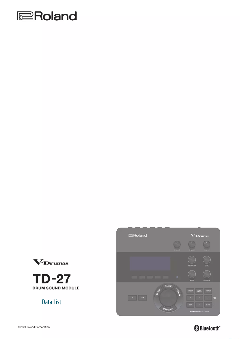 Page 1 de la notice Fiche technique Roland TD-27