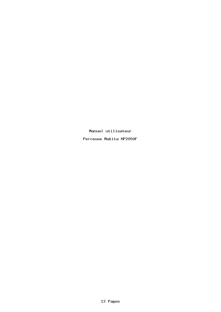 Page 1 de la notice Manuel utilisateur Makita HP2050F