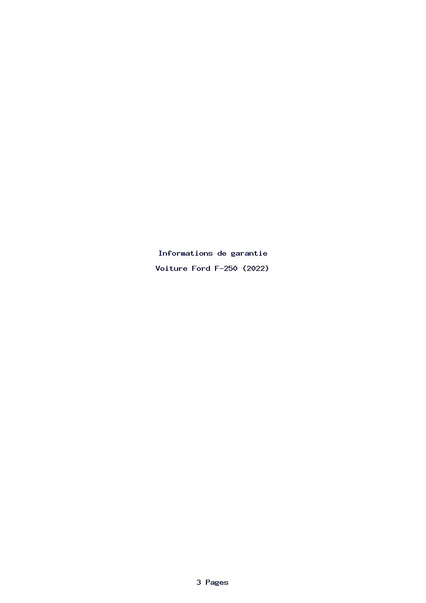 Page 1 de la notice Informations de garantie Ford F-250 (2022)