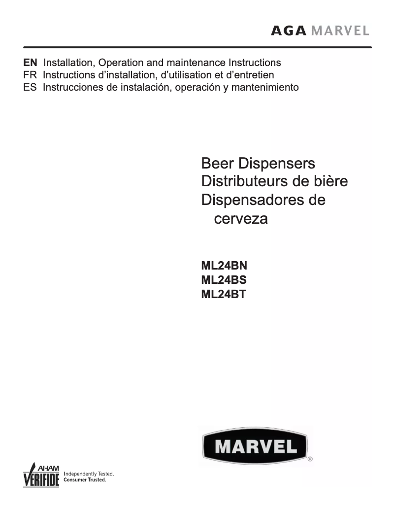 Page 1 of the manual User Manual Marvel ML24BSP3LP
