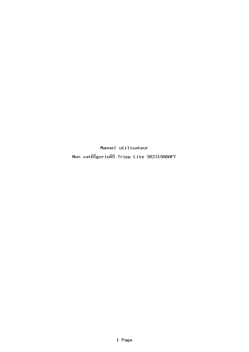 Page 1 de la notice Manuel utilisateur Tripp Lite SR2319ADAPT