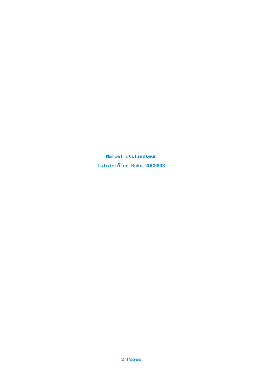 Page 1 de la notice Manuel utilisateur Beko XDCS663