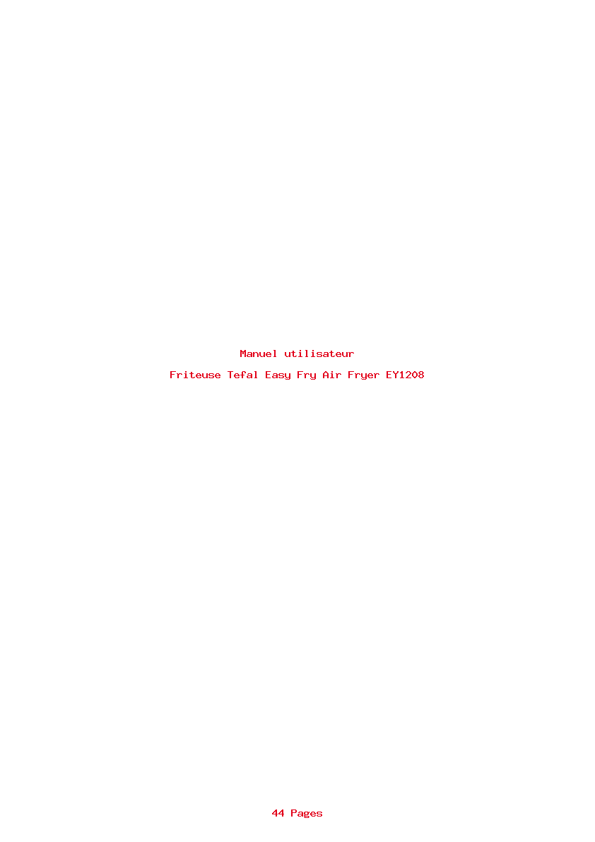 Page 1 de la notice Manuel utilisateur Tefal Easy Fry Air Fryer EY1208