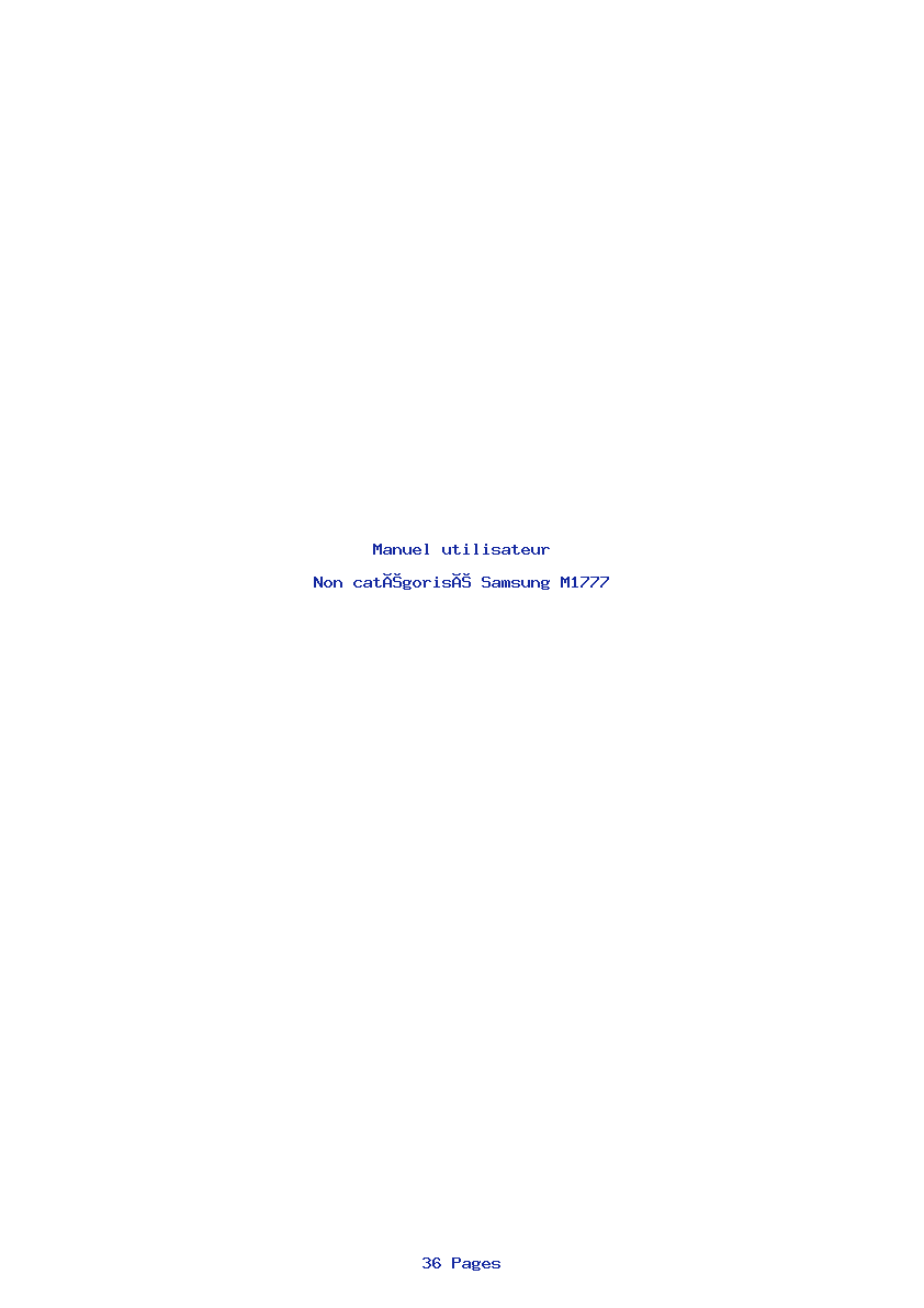 Page 1 de la notice Manuel utilisateur Samsung M1777