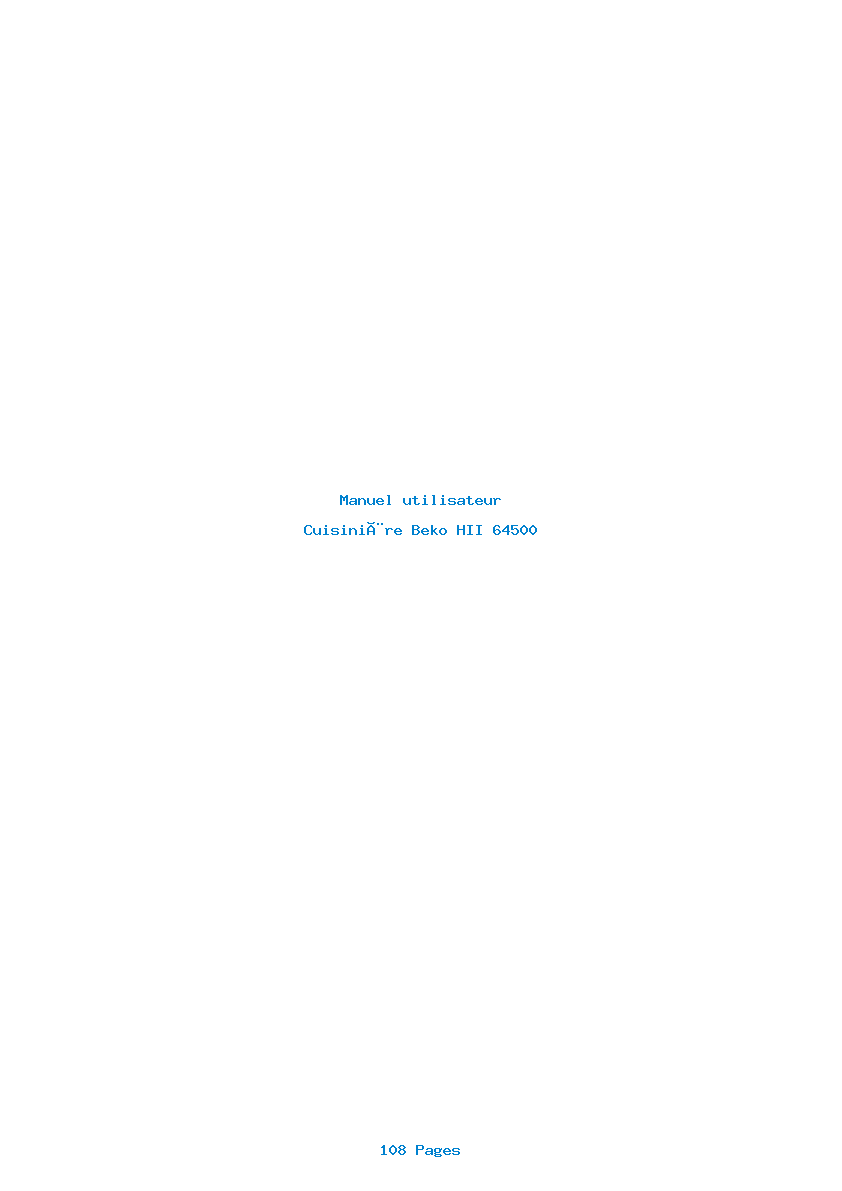 Page 1 de la notice Manuel utilisateur Beko HII 64500