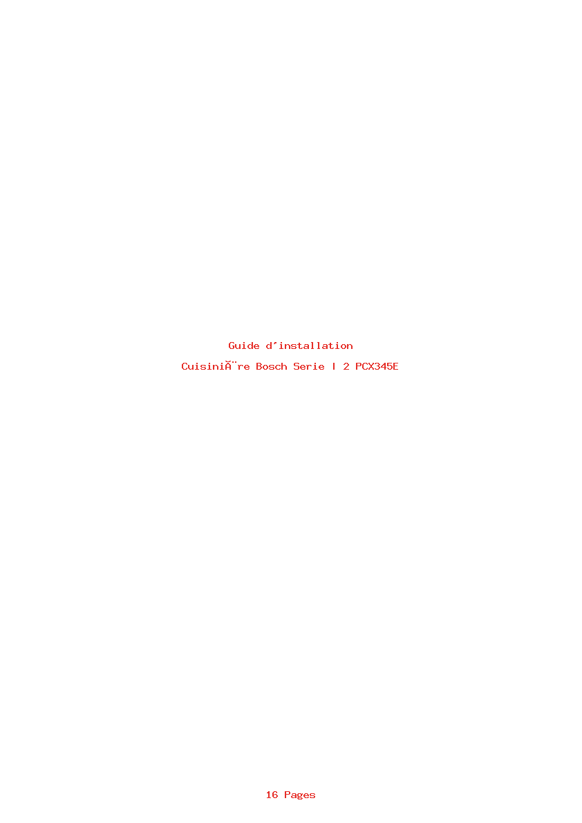 Page 1 de la notice Guide d'installation Bosch Serie | 2 PCX345E
