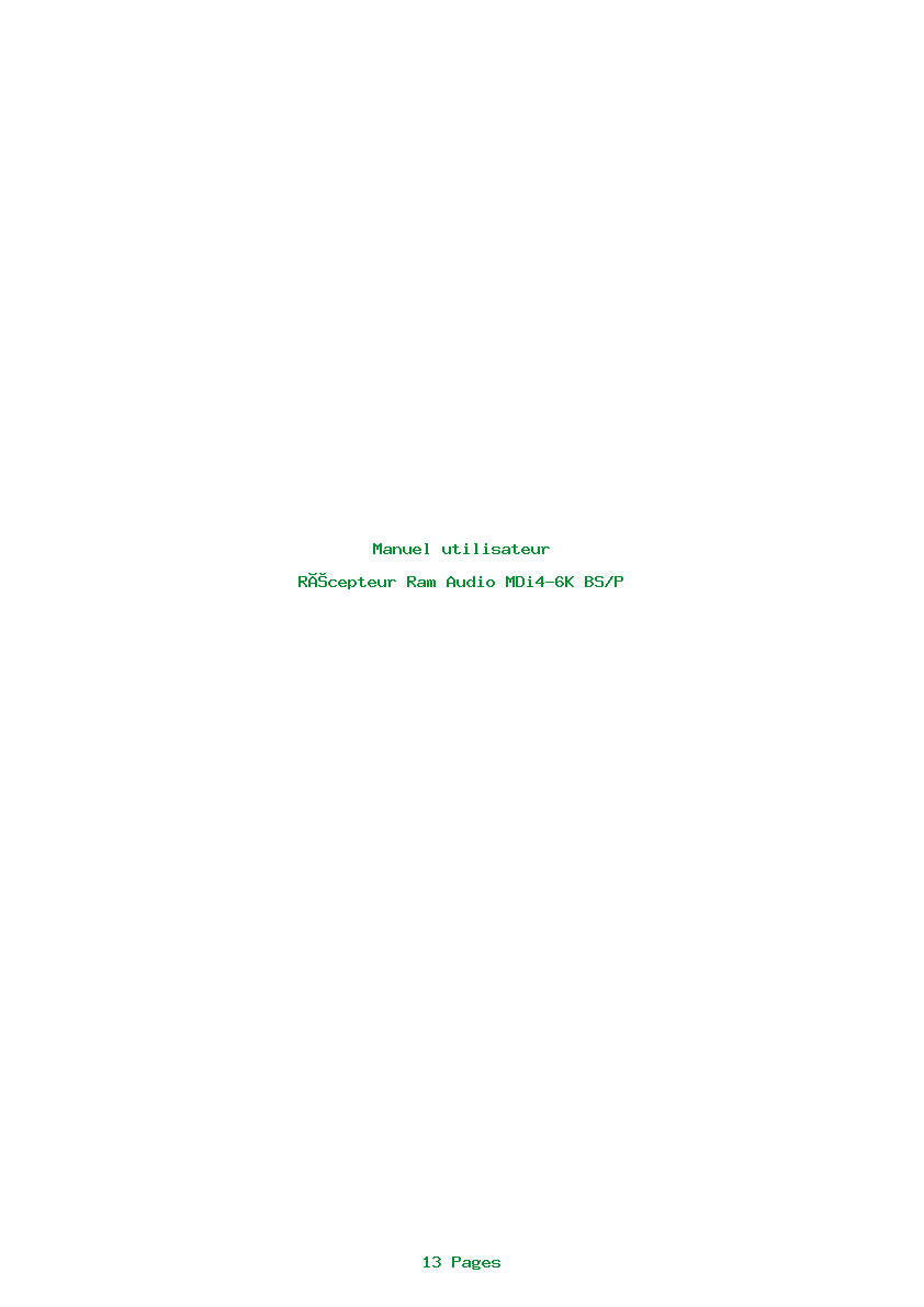 Page 1 de la notice Manuel utilisateur Ram Audio MDi4-6K BS/P