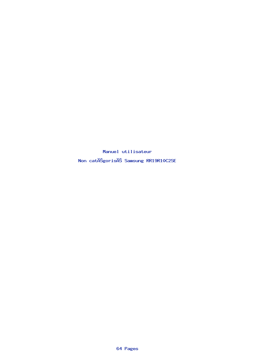 Page 1 de la notice Manuel utilisateur Samsung RR19R10C2SE