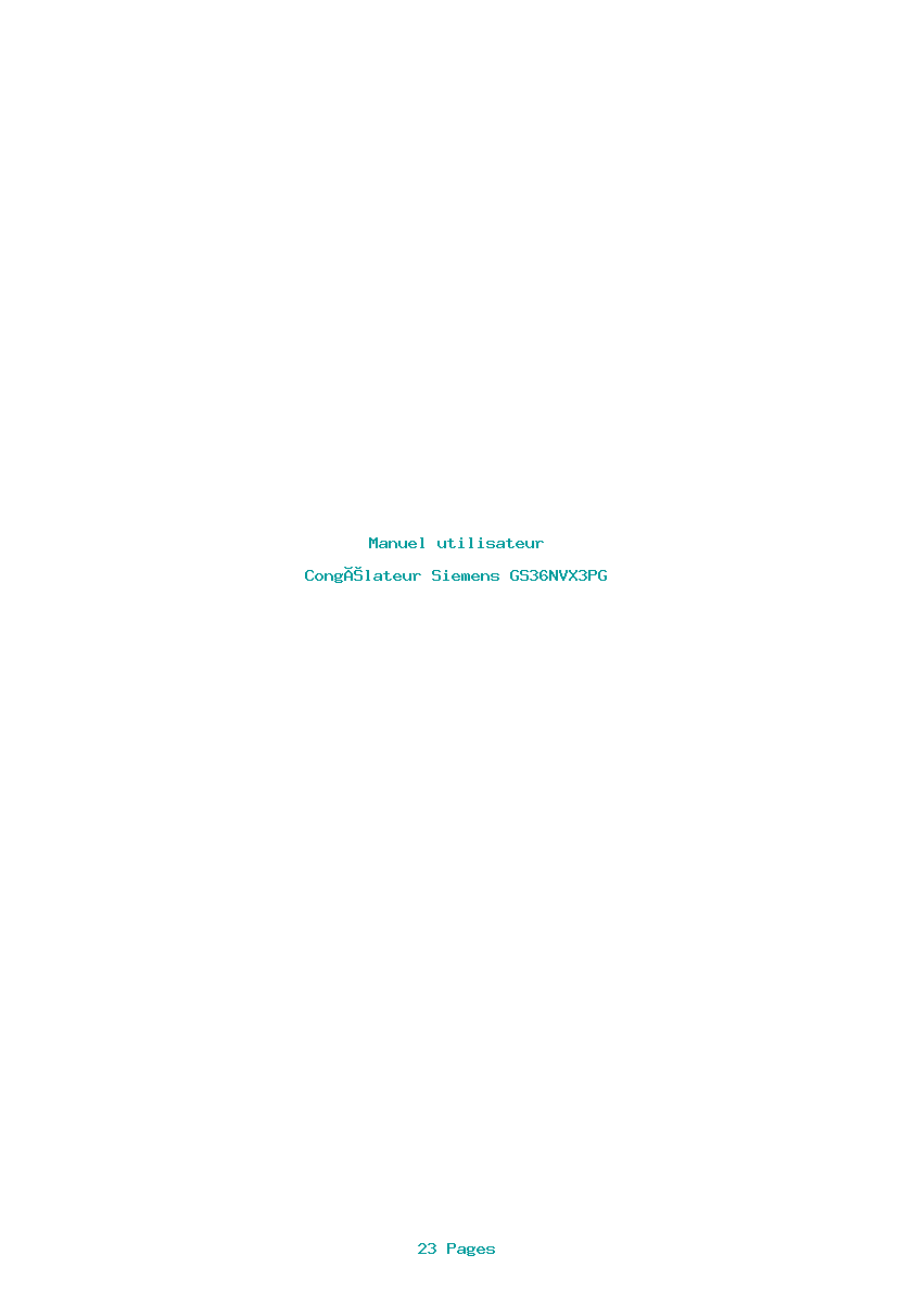 Page 1 de la notice Manuel utilisateur Siemens GS36NVX3PG