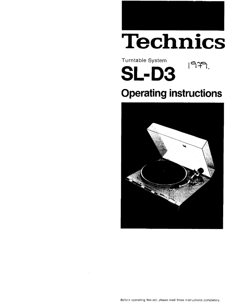 Page 1 de la notice Manuel utilisateur Technics SL-Q210