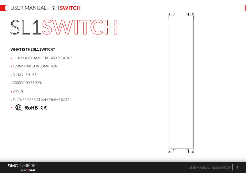 Page 1 of the manual User Manual DMG Lumière SL1 Switch