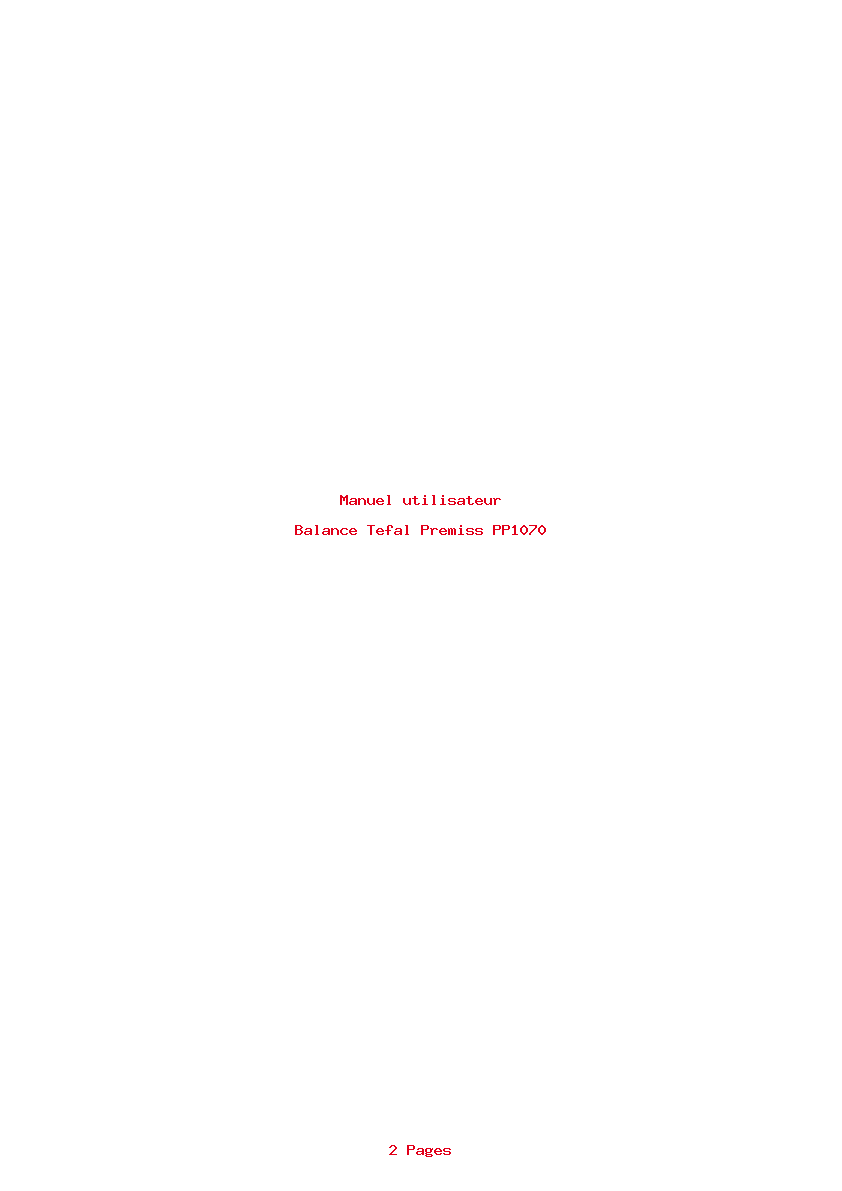 Page 1 de la notice Manuel utilisateur Tefal Premiss PP1070