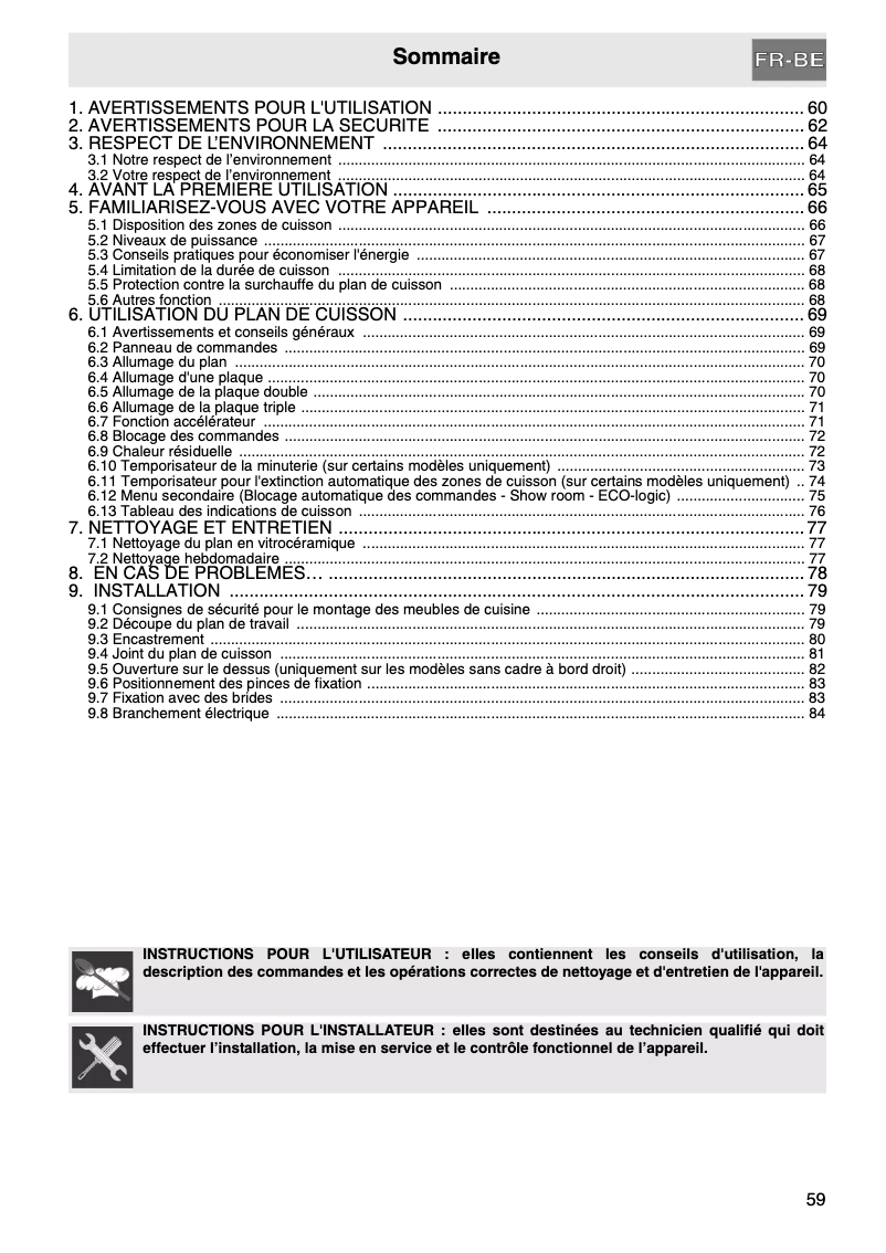 Page 1 de la notice Manuel utilisateur Smeg SE2664CX2