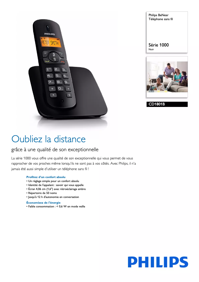 Page 1 of the manual Technical Sheet Philips BeNear CD1801B