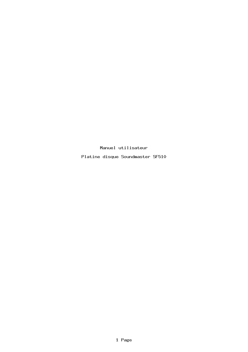 Page 1 de la notice Manuel utilisateur Soundmaster SF510