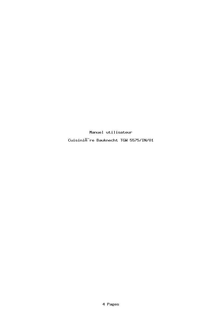 Page 1 de la notice Manuel utilisateur Bauknecht TGW 5575/IN/01