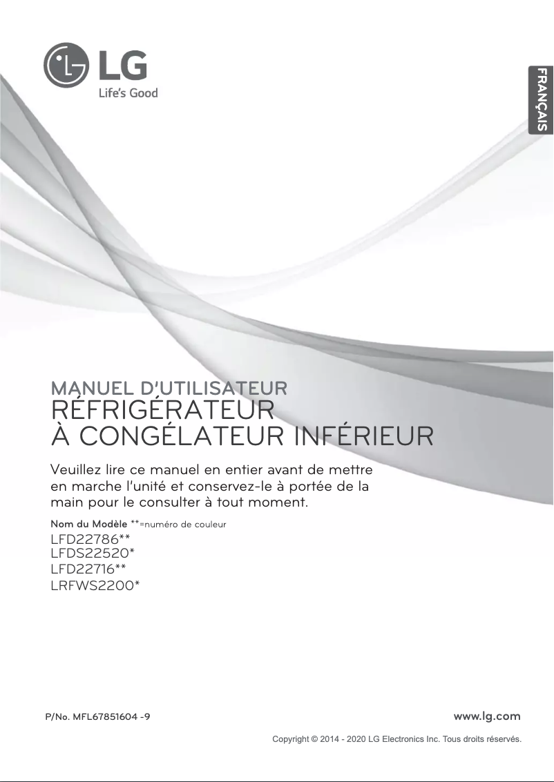 Page 1 de la notice Manuel utilisateur LG LFD22716ST