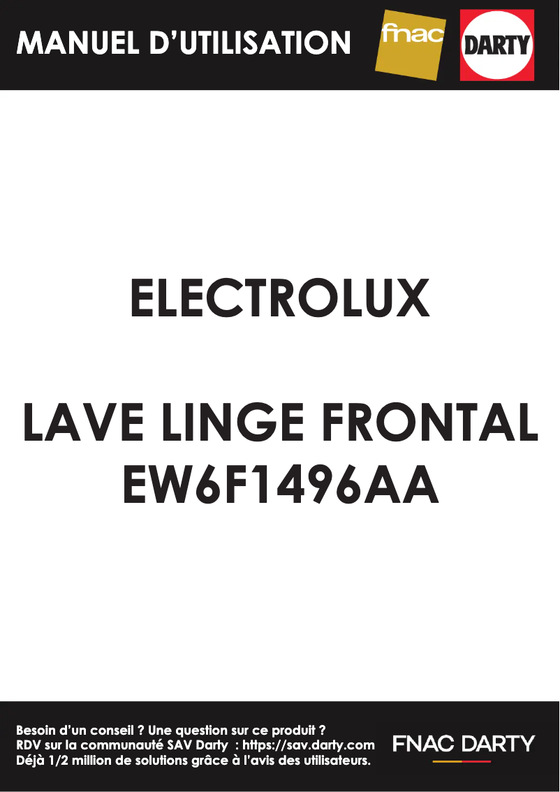 Page 1 de la notice Manuel utilisateur Electrolux EW6F1496AA