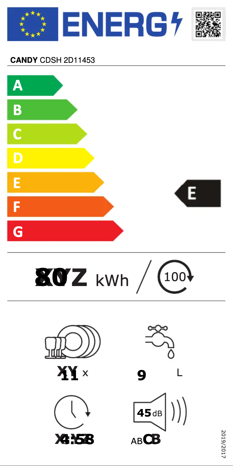 Page 1 of the manual Energy Label Candy CDSH 2D11453