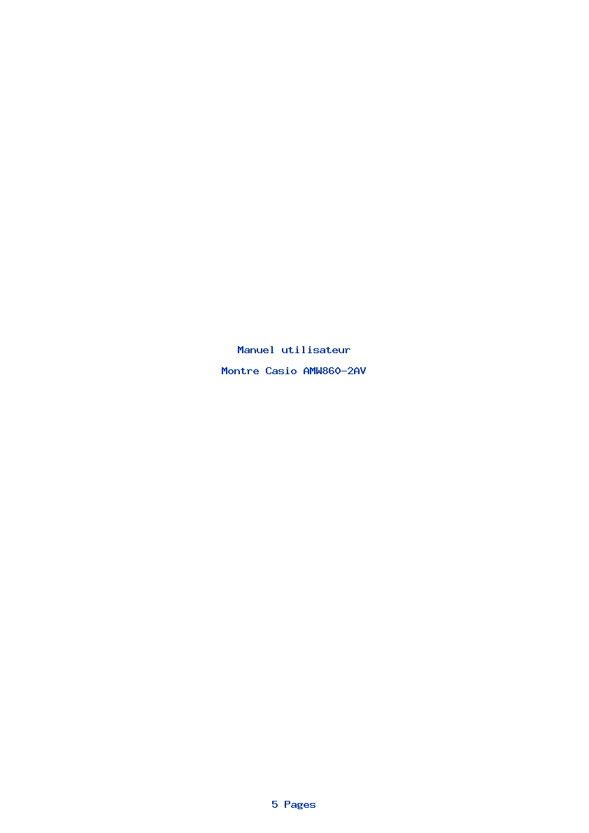Page 1 de la notice Manuel utilisateur Casio AMW860-2AV