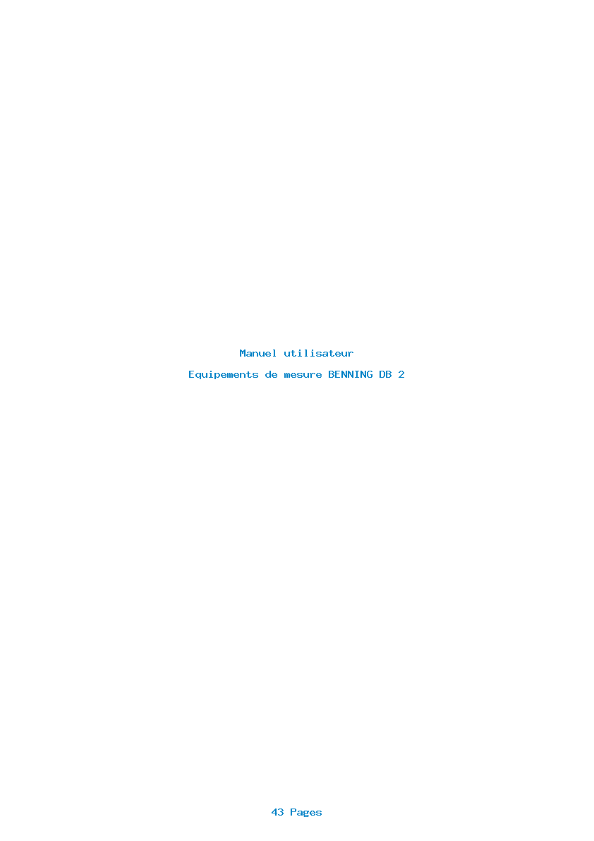 Page 1 de la notice Manuel utilisateur BENNING DB 2