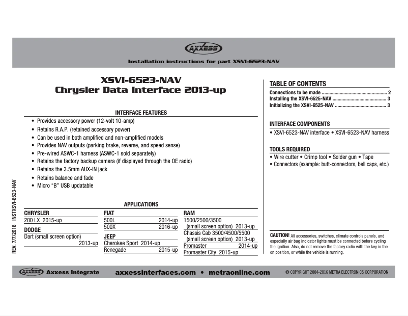 Image de la première page du manuel de l'appareil XSVI-6523-NAV