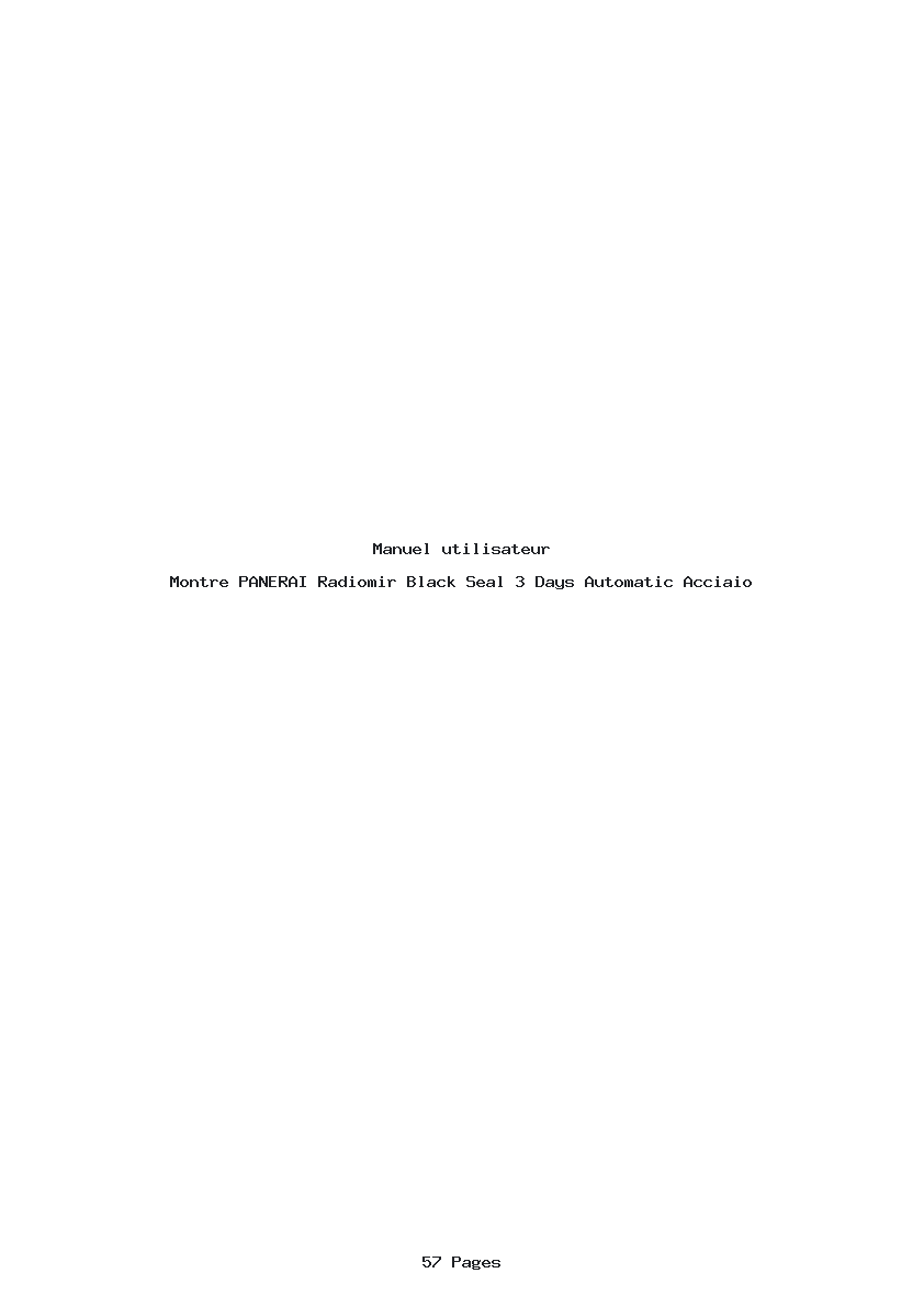 Page 1 de la notice Manuel utilisateur PANERAI Radiomir Black Seal 3 Days Automatic Acciaio