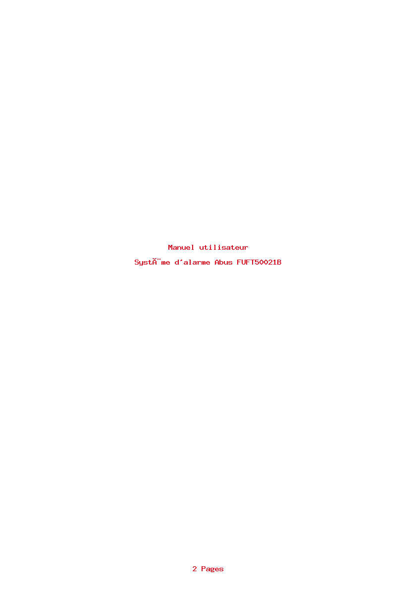 Page 1 de la notice Manuel utilisateur Abus FUFT50021B