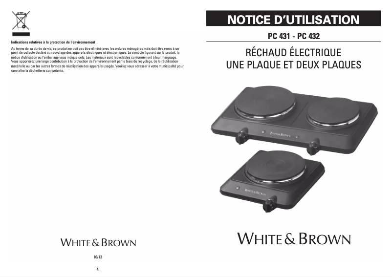 Page 1 de la notice Manuel utilisateur White And Brown PC 431