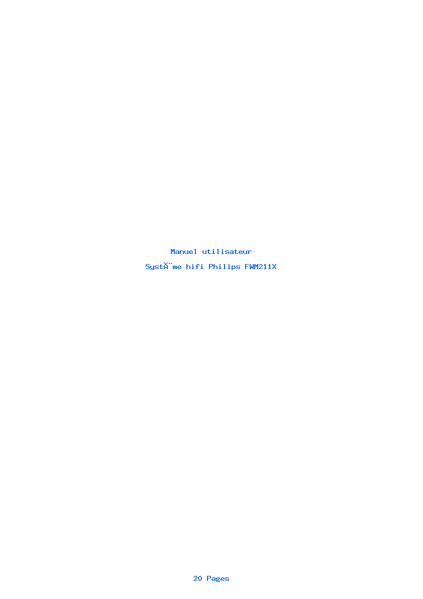 Page 1 de la notice Manuel utilisateur Philips FWM211X