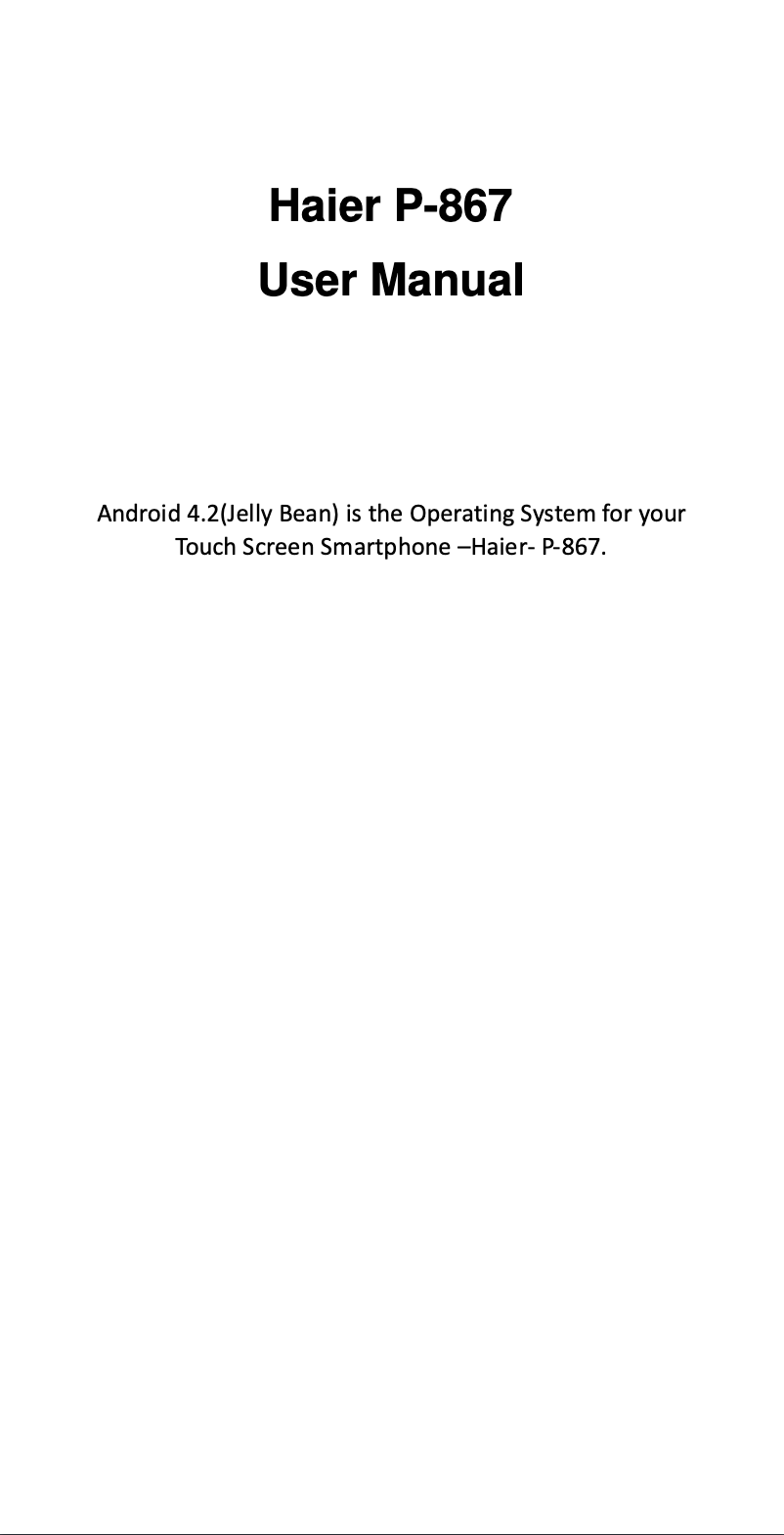 Page 1 de la notice Manuel utilisateur Haier P-867