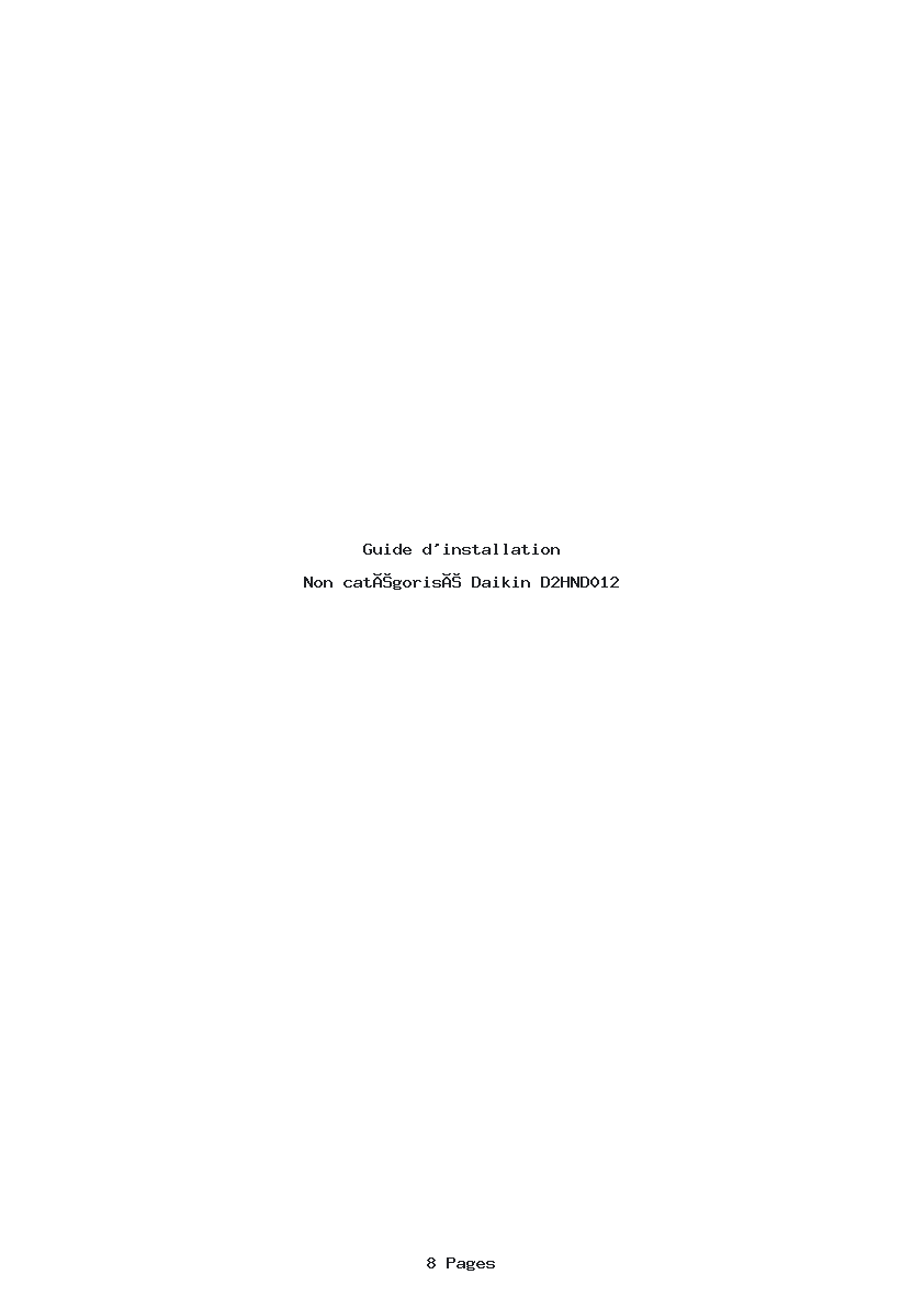 Page 1 de la notice Guide d'installation Daikin D2HND012