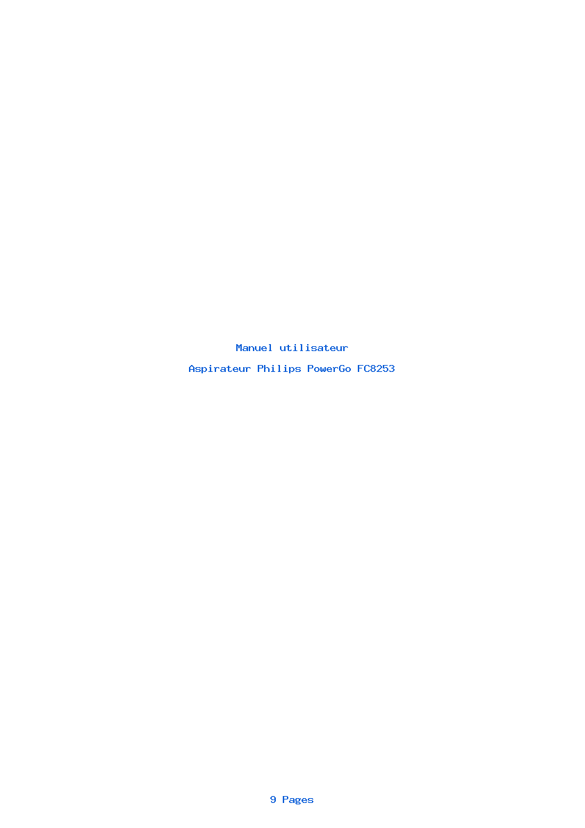 Page 1 de la notice Manuel utilisateur Philips PowerGo FC8253